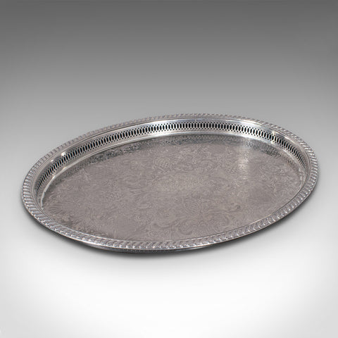 Vintage Oval Serving Tray, English Silver Plate, Afternoon Tea, Decorative, 1950