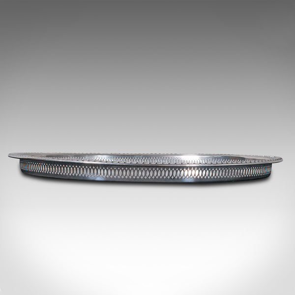 Vintage Oval Serving Tray, English Silver Plate, Afternoon Tea, Decorative, 1950