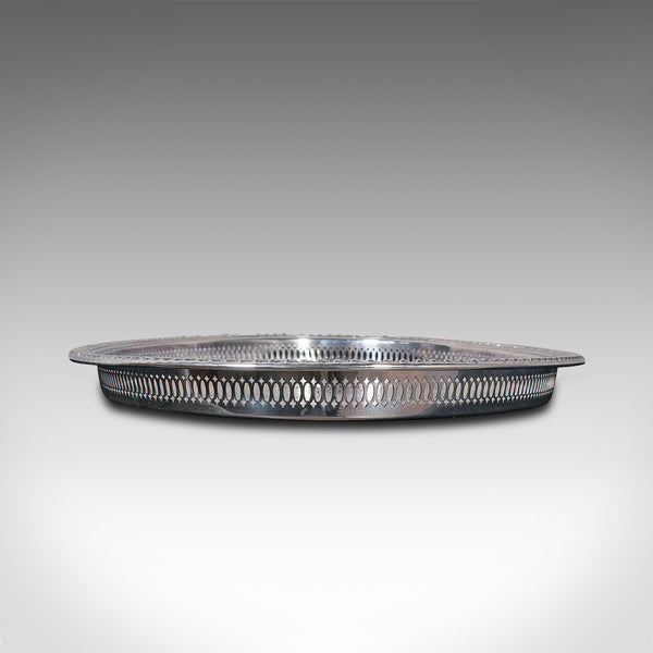 Vintage Oval Serving Tray, English Silver Plate, Afternoon Tea, Decorative, 1950
