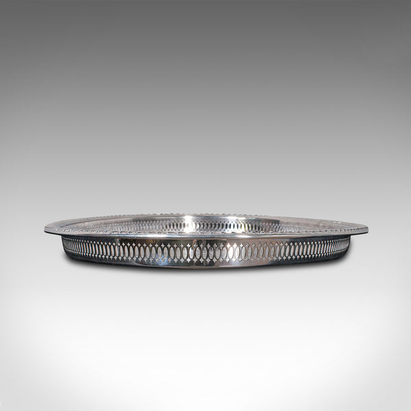 Vintage Oval Serving Tray, English Silver Plate, Afternoon Tea, Decorative, 1950