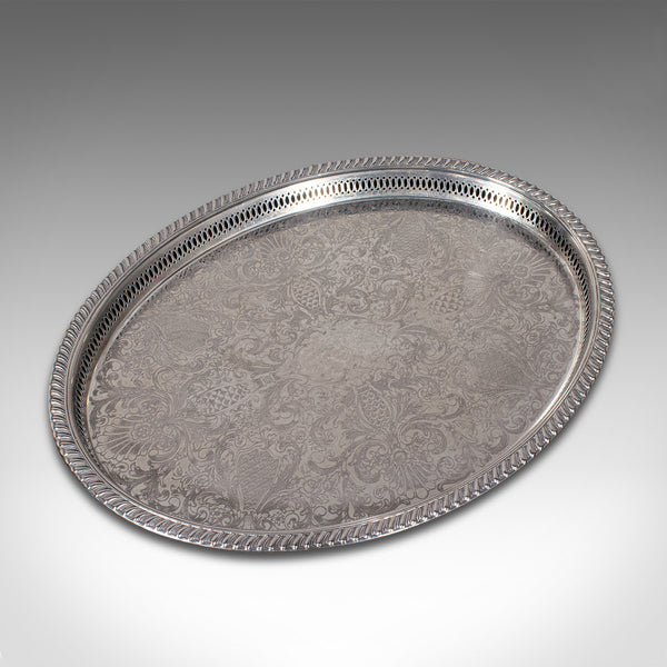 Vintage Oval Serving Tray, English Silver Plate, Afternoon Tea, Decorative, 1950