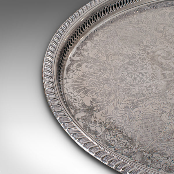 Vintage Oval Serving Tray, English Silver Plate, Afternoon Tea, Decorative, 1950