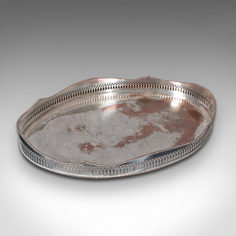 Vintage Decorative Serving Tray, English, Silver Plate Afternoon Tea, Oval, 1930