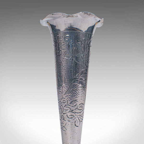 Small Vintage Single Stem Vase, Chinese, Sterling Silver, Decorative Posy Flute