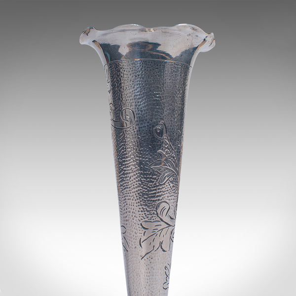 Small Vintage Single Stem Vase, Chinese, Sterling Silver, Decorative Posy Flute
