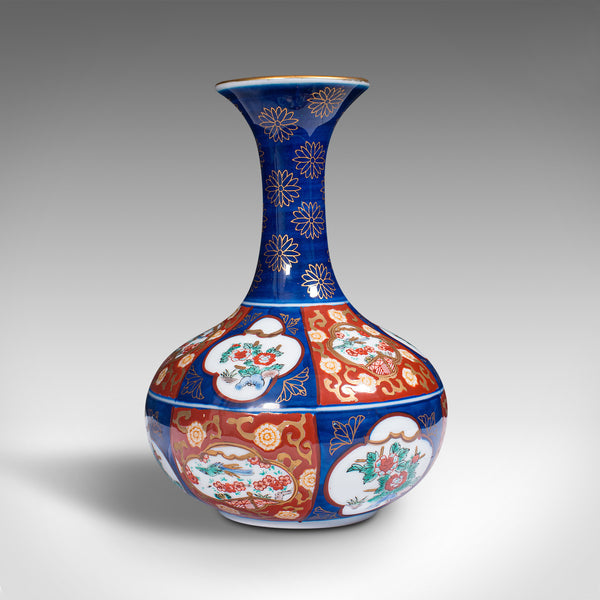 Vintage Flower Vase, Chinese, Ceramic, Display Urn, Imari Revival, Circa 1980