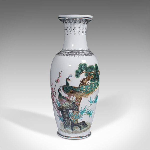 Vintage Decorative Posy Vase, Chinese, Ceramic Flower Urn, Peacock Motif, C.1960