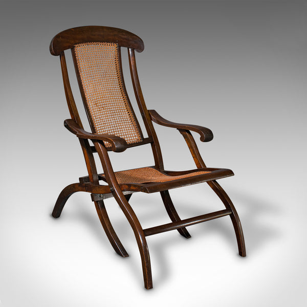 Antique Steamer Deck Chair, English, Beech, Bergere, Armchair, Edwardian, C.1910