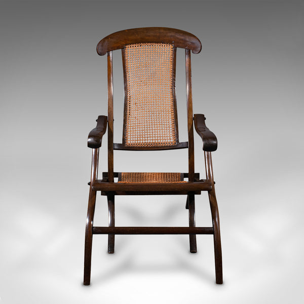 Antique Steamer Deck Chair, English, Beech, Bergere, Armchair, Edwardian, C.1910