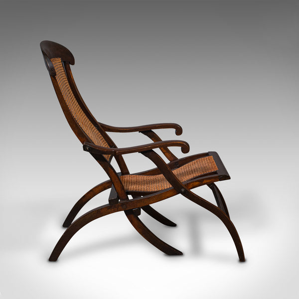 Antique Steamer Deck Chair, English, Beech, Bergere, Armchair, Edwardian, C.1910
