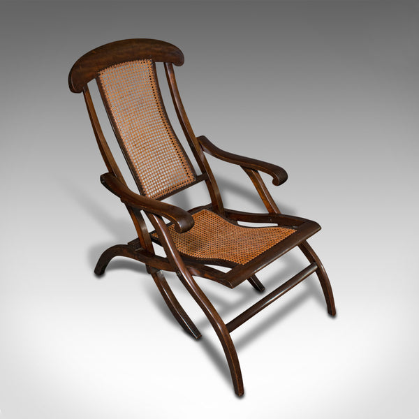 Antique Steamer Deck Chair, English, Beech, Bergere, Armchair, Edwardian, C.1910