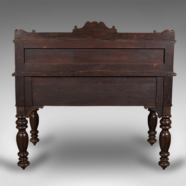 Antique Carved Correspondence Desk, Scottish Oak, Writing Table, Early Victorian