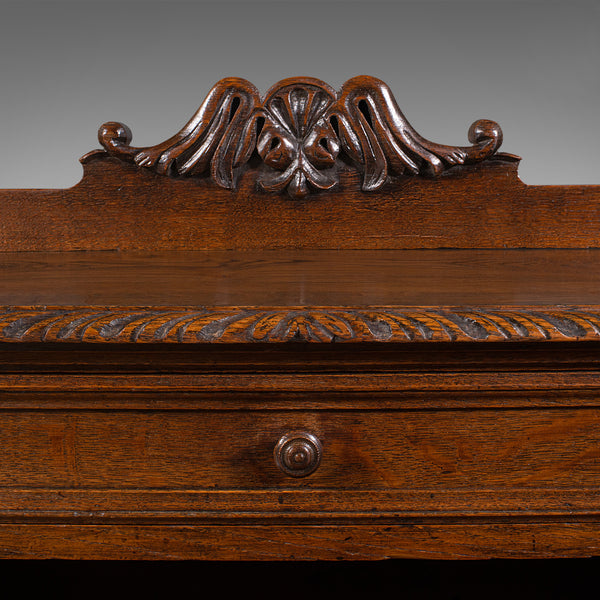 Antique Carved Correspondence Desk, Scottish Oak, Writing Table, Early Victorian