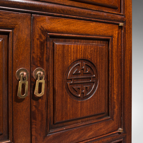 Pair Of Vintage Bedside Nightstands, Asian, Low Side Cabinet, Art Deco, C.1940