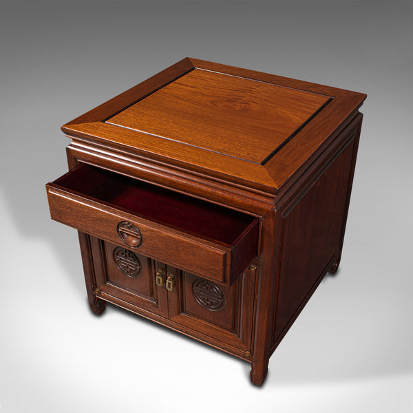 Pair Of Vintage Bedside Nightstands, Asian, Low Side Cabinet, Art Deco, C.1940