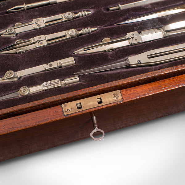 Antique Cased Draughtsman's Set, English, Architect's Drawing Tools, Edwardian