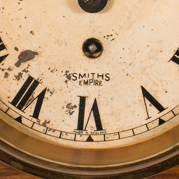 Vintage Ship's Bulkhead Clock, English, Brass, Oak, Maritime, Early 20th Century