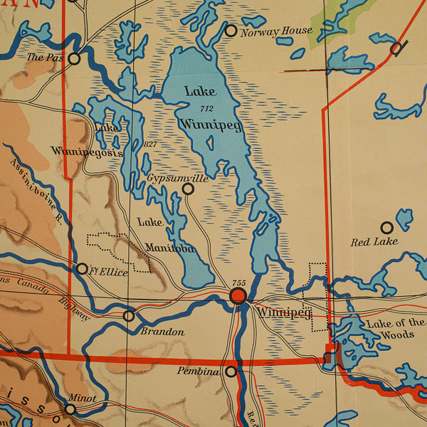 Very Large Vintage Map of Canada, German, Education, Institution, Cartography