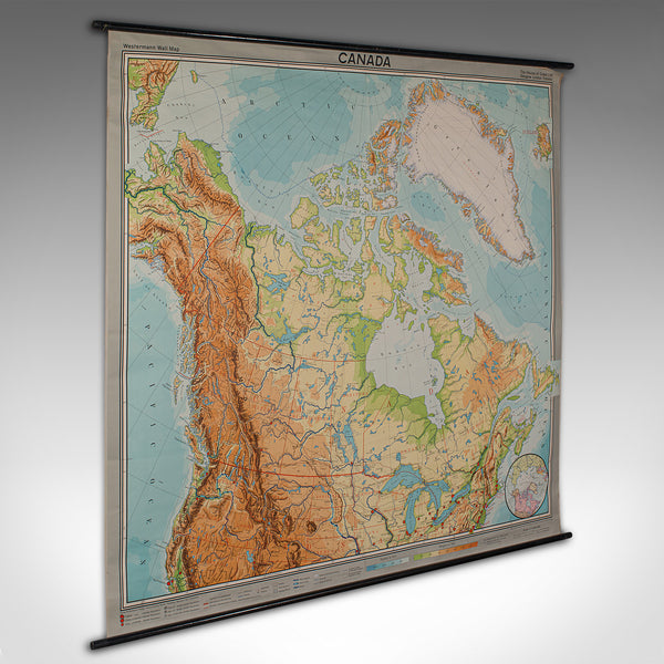 Very Large Vintage Map of Canada, German, Education, Institution, Cartography