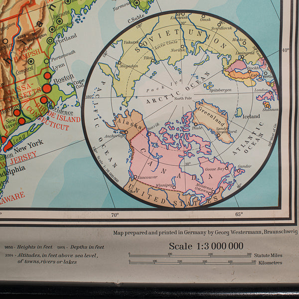 Very Large Vintage Map of Canada, German, Education, Institution, Cartography