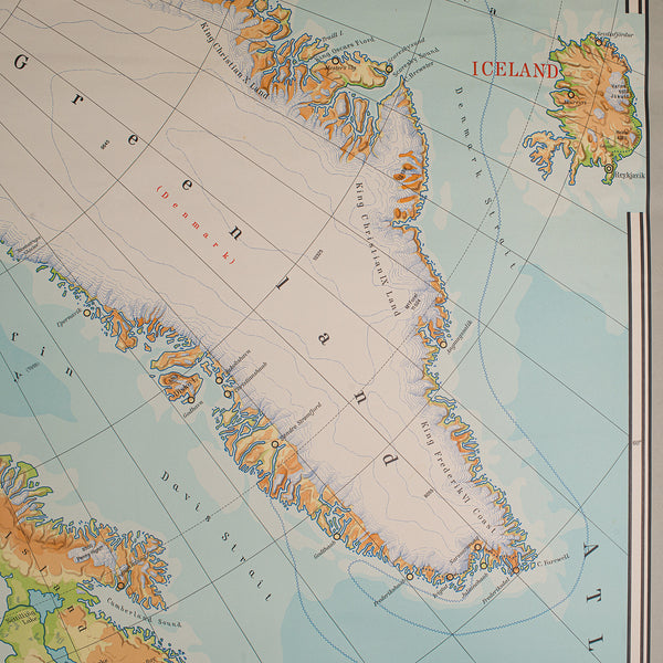 Very Large Vintage Map of Canada, German, Education, Institution, Cartography