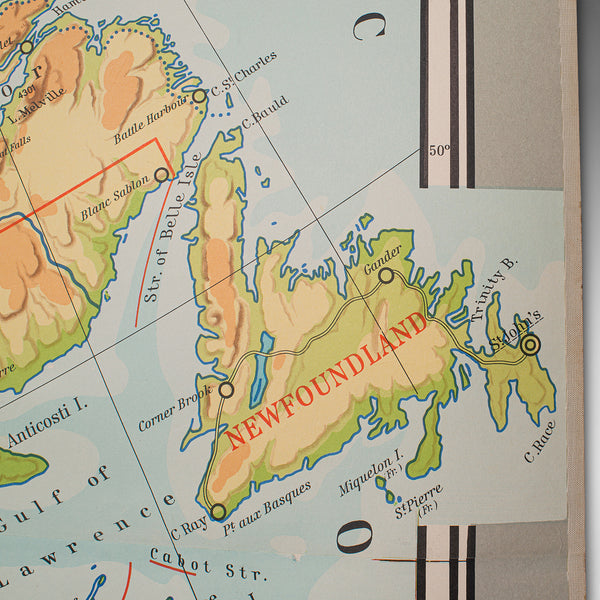 Very Large Vintage Map of Canada, German, Education, Institution, Cartography