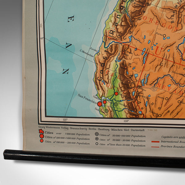 Very Large Vintage Map of Canada, German, Education, Institution, Cartography
