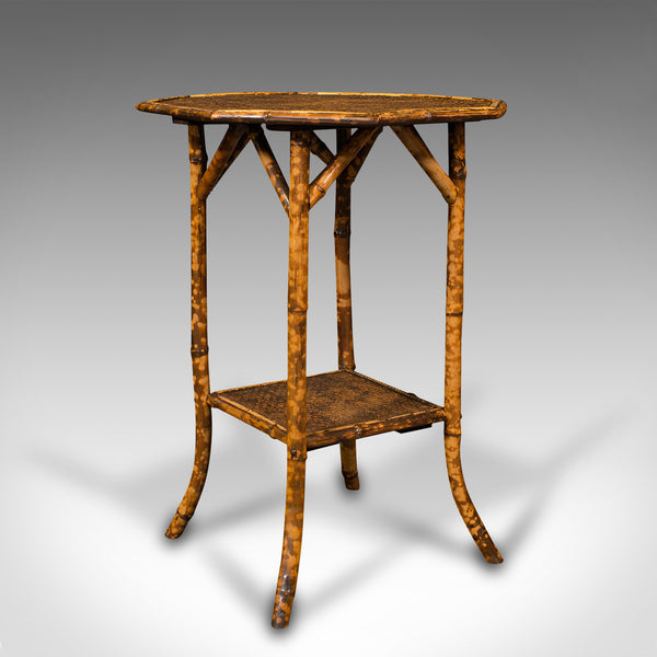 Antique Octagonal Two Tier Table, Oriental, Bamboo, Whatnot, Side, Victorian