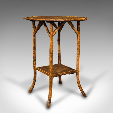 Antique Octagonal Two Tier Table, Oriental, Bamboo, Whatnot, Side, Victorian