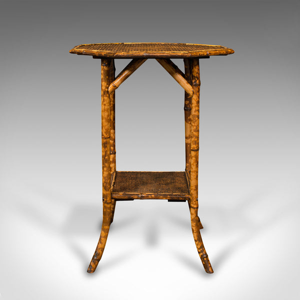 Antique Octagonal Two Tier Table, Oriental, Bamboo, Whatnot, Side, Victorian