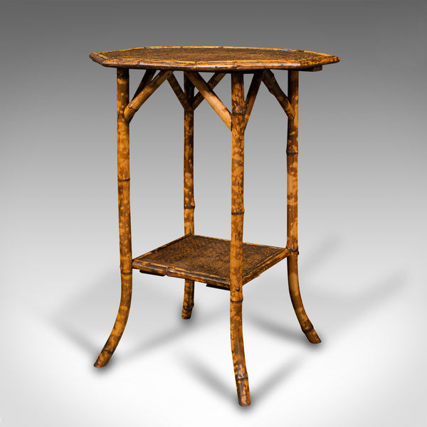 Antique Octagonal Two Tier Table, Oriental, Bamboo, Whatnot, Side, Victorian