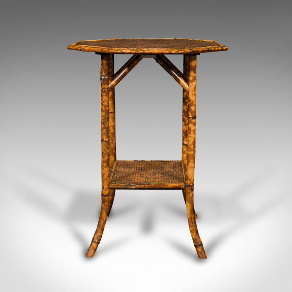 Antique Octagonal Two Tier Table, Oriental, Bamboo, Whatnot, Side, Victorian