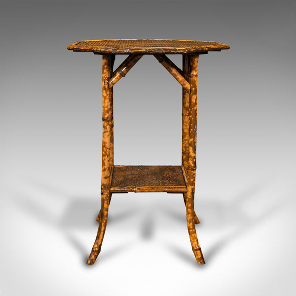 Antique Octagonal Two Tier Table, Oriental, Bamboo, Whatnot, Side, Victorian