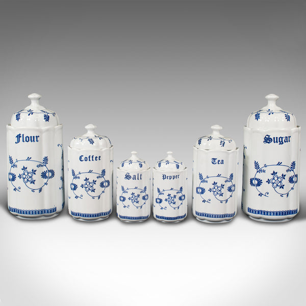 Set Of 6 Vintage Storage Jars, German, Ceramic, Kitchen Canister, Circa 1950