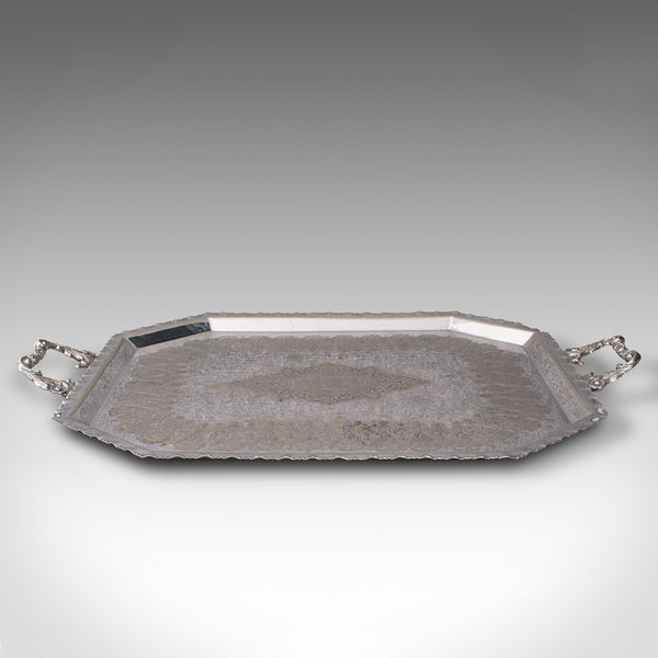 Antique Presentation Serving Tray, English, Silver Plated, Afternoon Tea, C.1895