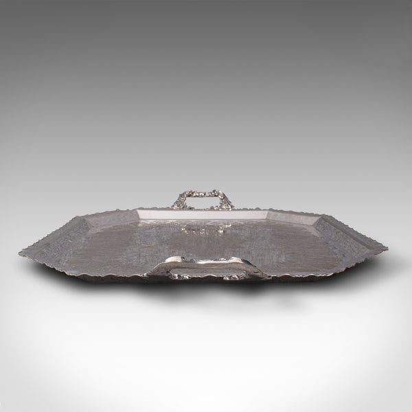 Antique Presentation Serving Tray, English, Silver Plated, Afternoon Tea, C.1895