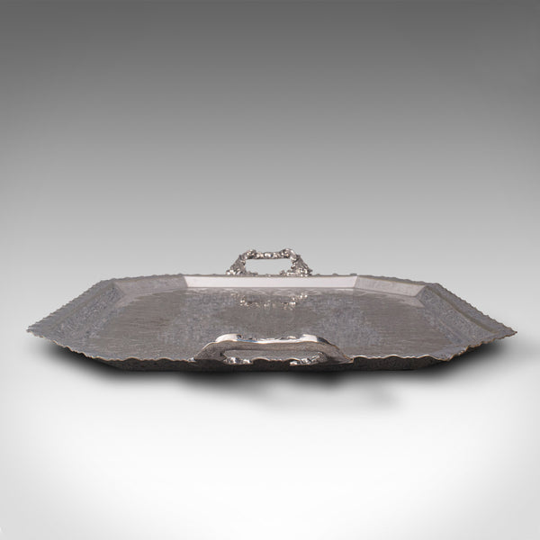 Antique Presentation Serving Tray, English, Silver Plated, Afternoon Tea, C.1895