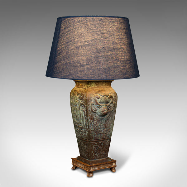 Vintage Decorative Table Lamp, Oriental, Bronze, Ornamental Light, Circa 1970