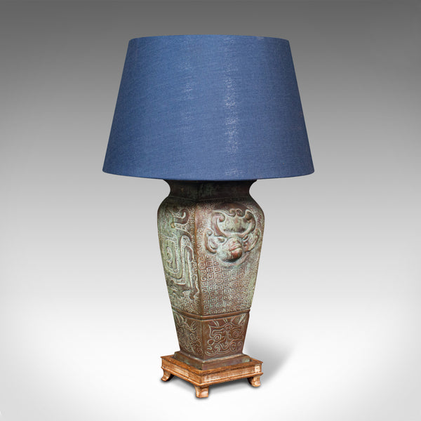 Vintage Decorative Table Lamp, Oriental, Bronze, Ornamental Light, Circa 1970