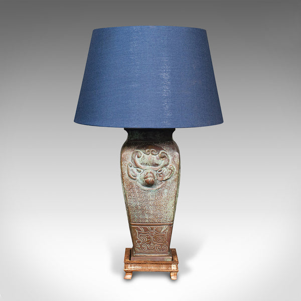 Vintage Decorative Table Lamp, Oriental, Bronze, Ornamental Light, Circa 1970