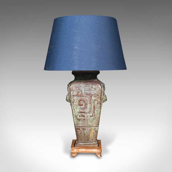 Vintage Decorative Table Lamp, Oriental, Bronze, Ornamental Light, Circa 1970