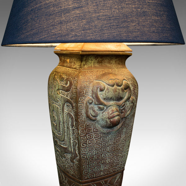 Vintage Decorative Table Lamp, Oriental, Bronze, Ornamental Light, Circa 1970