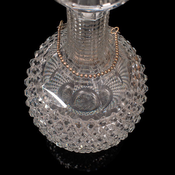 Vintage Madeira Wine Decanter, English, Glass, Brandy, Spirit Vessel, Circa 1960