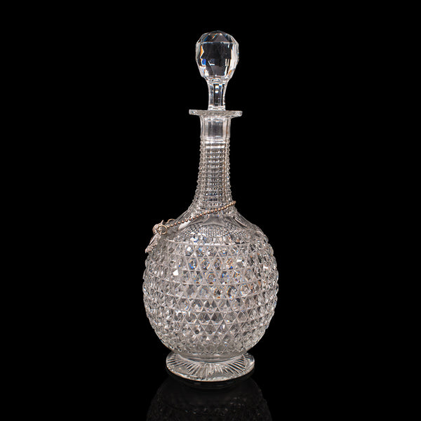 Vintage Madeira Wine Decanter, English, Glass, Brandy, Spirit Vessel, Circa 1960