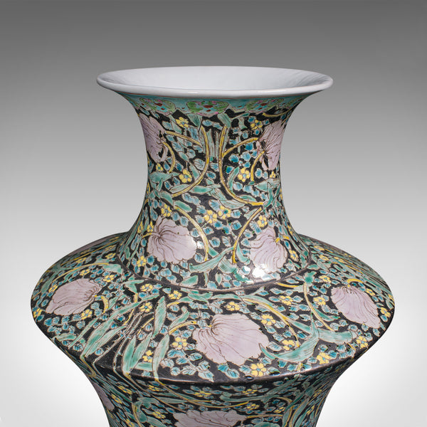 Large Vintage Flower Vase, Oriental, Ceramic, Decorative Urn, Art Deco, C.1950