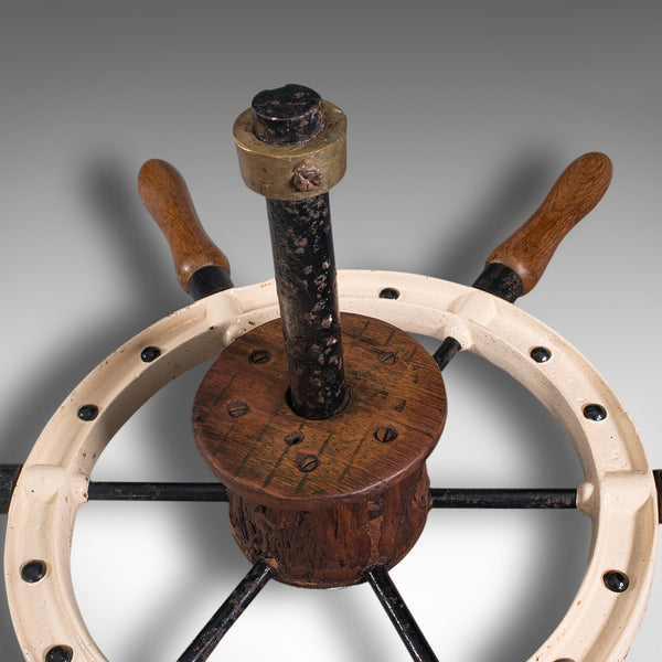 Large Antique Ship's Wheel, American, Cast Iron, Beech, Nautical, Victorian