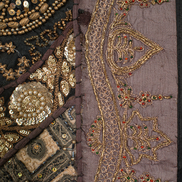 Large Vintage Decorative Wall Panel, Middle Eastern, Textile Frieze, Sequins