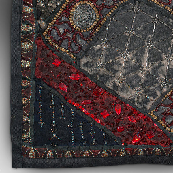 Small Vintage Decorative Wall Panel, Middle Eastern, Square Textile Frieze, 1980