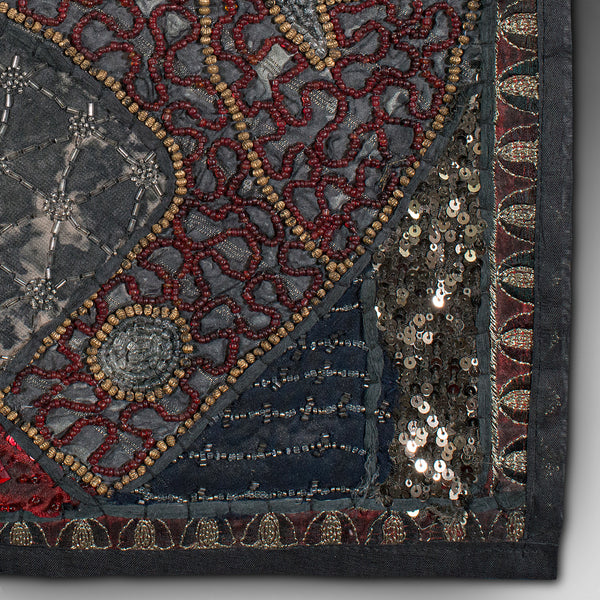 Small Vintage Decorative Wall Panel, Middle Eastern, Square Textile Frieze, 1980