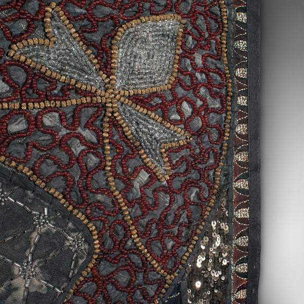 Small Vintage Decorative Wall Panel, Middle Eastern, Square Textile Frieze, 1980